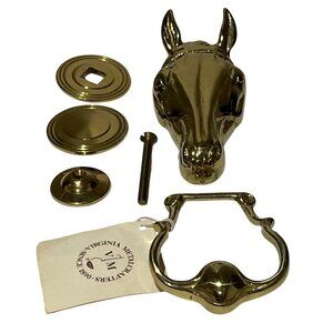 Virginia Metalcrafters Brass Horse Head Door Knocker Sand Cast Hand Finished USA